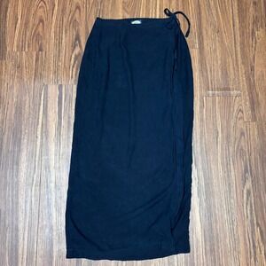 Tommy Bahama Black Coastal chic minimalist Maxi Wrap Skirt 100% silk  Size 8
